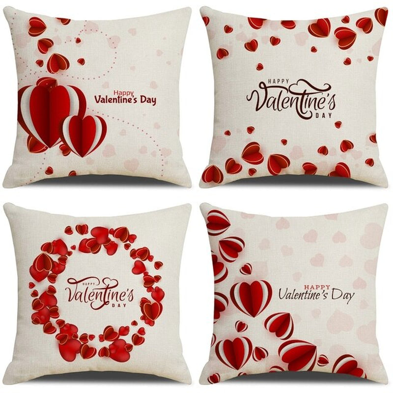 Valentine'S Day Linen Cushion Cover Wedding Party Decoration Pillow Covers Decorative Wedding Ornaments Valentines Day Gift