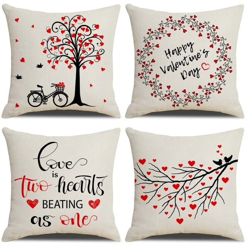 Valentine'S Day Linen Cushion Cover Wedding Party Decoration Pillow Covers Decorative Wedding Ornaments Valentines Day Gift